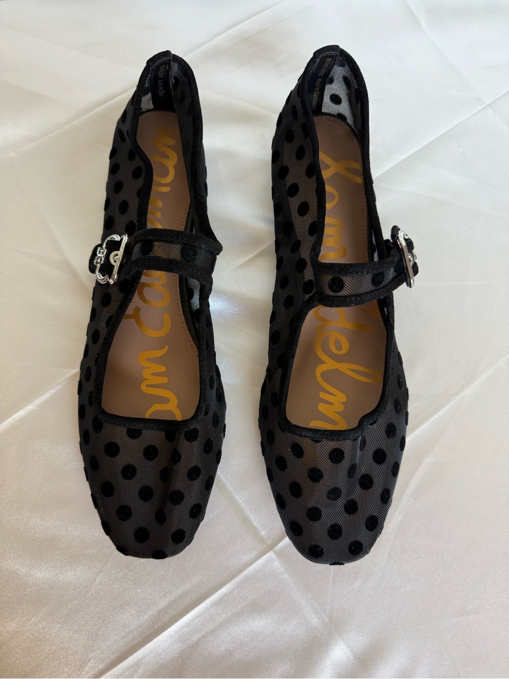 Sam Edelman Michaela Mesh Polka Dot Mary Jane Flats Black US 8.5 - Picture 3 of 11